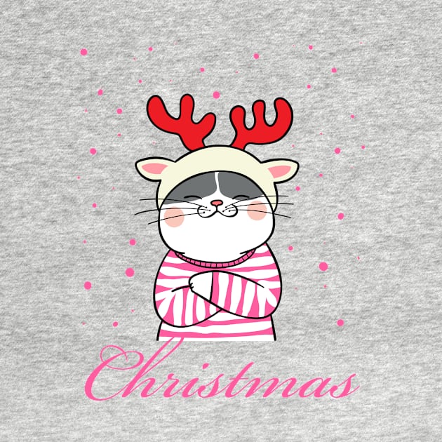 Christmas cat reindeer by Johnny_Sk3tch